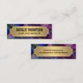 Stilvolle Peacock Feathers Gold Metallic Frame Mini Visitenkarte (Vorne/Hinten)