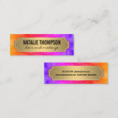 Stilvolle Peacock Feathers Gold Metallic Frame Mini Visitenkarte (Vorne/Hinten)