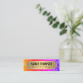 Stilvolle Peacock Feathers Gold Metallic Frame Mini Visitenkarte (Stehend Vorderseite)