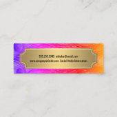 Stilvolle Peacock Feathers Gold Metallic Frame Mini Visitenkarte (Rückseite)