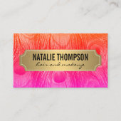 Stilvolle Peacock Feathers Gold Metallic Frame Visitenkarte (Vorderseite)