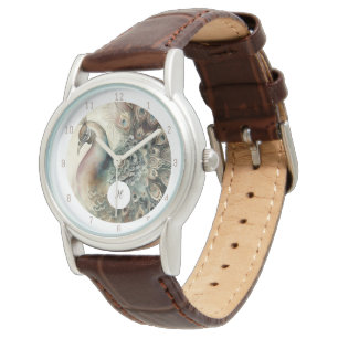 Stilvolle Peacock Watch Initial hinzufügen Armbanduhr