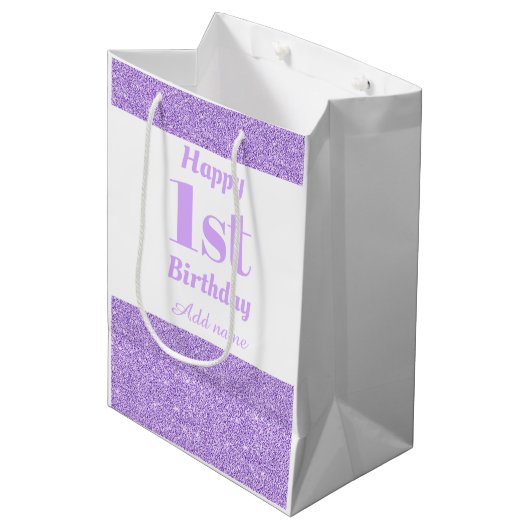 Stilvolle personalisierte 1. mittlere geschenktüte (Vorderseite Schrägansicht)