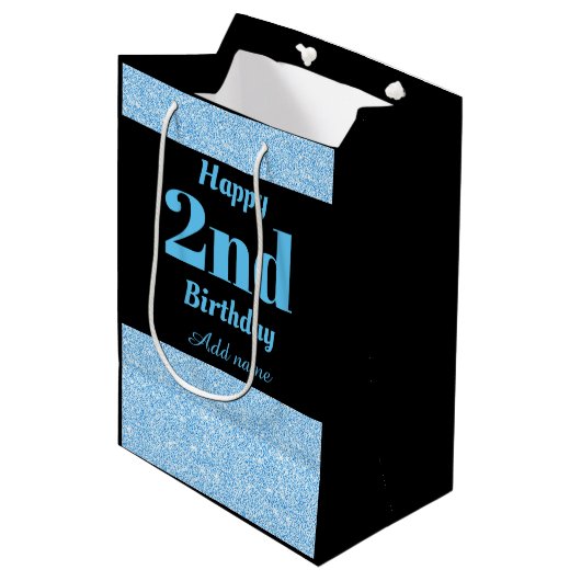 Stilvolle personalisierte 2. mittlere geschenktüte (Vorderseite Schrägansicht)