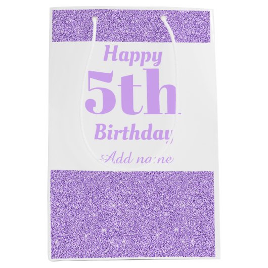 Stilvolle personalisierte 5. Geburtstagsgeschenke Mittlere Geschenktüte (Vorderseite)