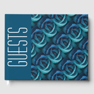 Stilvolle Personalisierte BLAU ROSE Gästebuch