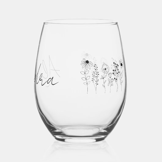 Stilvolle Personalisierte Blüte Edelgläser Weinglas Ohne Stiel (Rückseite)