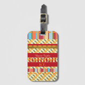 Stilvolle Personalisierte Farbstreifen Ananas Gepäckanhänger (Vorderseite Vertikal)