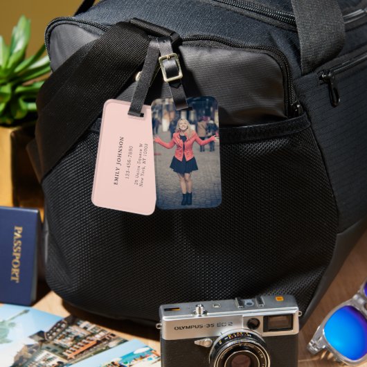 Stilvolle Personalisierte Gepäckmarke mit Foto Gepäckanhänger (Vorderseite & Rückseite)