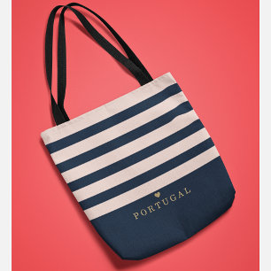 Stilvolle personalisierte gestreifte Lieblingsort- Tasche