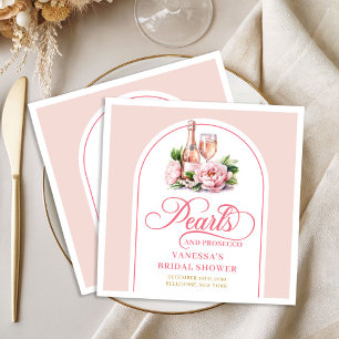 Stilvolle personalisierte Perlen und Prosecco Serv Serviette