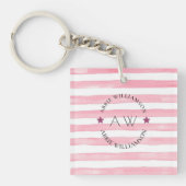 Stilvolle personalisierte rosa Streifen Schlüsselanhänger (Vorderseite)