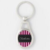 Stilvolle personalisierte Schwarz-weiße rosa Schlüsselanhänger (Vorderseite)