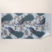Stilvolle Pfau und Blume Bridesmaid Blue Strandtuch (Vorderseite)