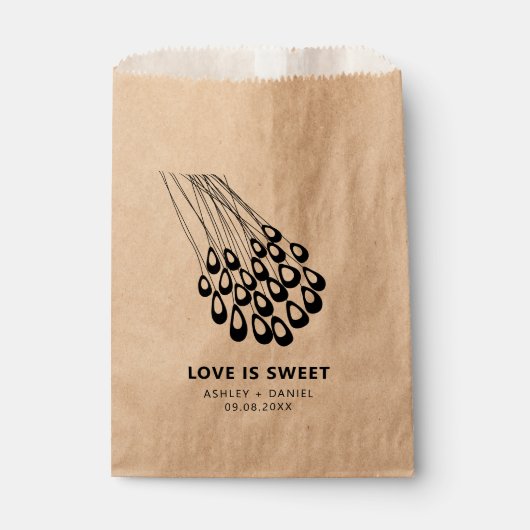 Stilvolle Pfauenfeather Moderne Hochzeit Geschenktütchen (Vorderseite)