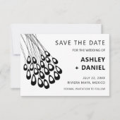 Stilvolle Pfauenfederung Hochzeit Sichern Sie das Save The Date (Vorderseite)