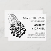 Stilvolle Pfauenfederung Hochzeit Sichern Sie das  Save The Date (Vorne/Hinten)