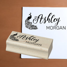 Stilvolle Pfauensignatur Gummistempel