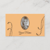 Stilvolle Pfirsich und Schwarz Verziert mit Portra Visitenkarte (Vorderseite)