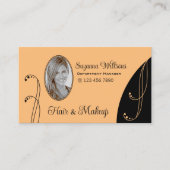 Stilvolle Pfirsich und Schwarz Verziert mit Portra Visitenkarte (Vorderseite)