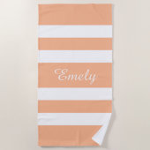 Stilvolle Pfirsichrosa Streifen Strandtuch (Vorderseite)