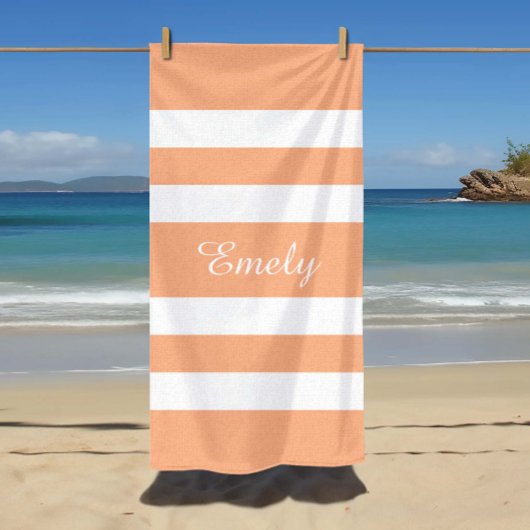 Stilvolle Pfirsichrosa Streifen Strandtuch