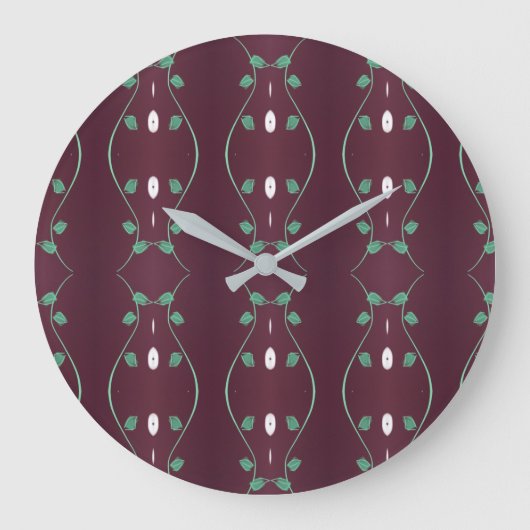 Stilvolle Pflaumenuhr mit Grün und Weiß Große Wanduhr (Vorderseite)