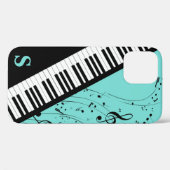 Stilvolle Piano Keyboard Musiknoten Monogram Mint Case-Mate iPhone Hülle (Rückseite (Horizontal))