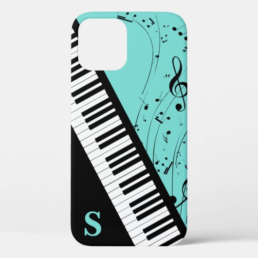 Stilvolle Piano Keyboard Musiknoten Monogram Mint Case-Mate iPhone Hülle (Rückseite)