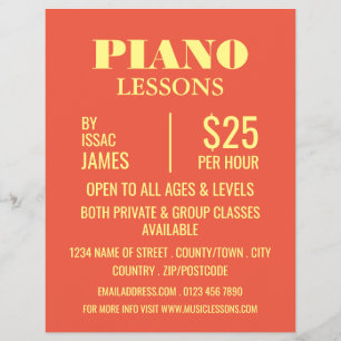 Stilvolle Piano Lessons Werbung Flyer