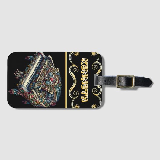 Stilvolle Piano Lighter mit detailliertem Kunstwer Gepäckanhänger (Vorderseite (Horizontal))