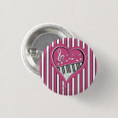 Stilvolle Piano-Musiknoten in Rosa, Schwarz und We Button (Vorne & Hinten)