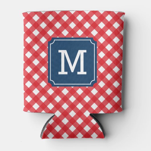 Stilvolle Picnic Red Gingham Personalize Monogram Dosenkühler (Vorderseite)