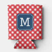 Stilvolle Picnic Red Gingham Personalize Monogram Dosenkühler (Rückseite)