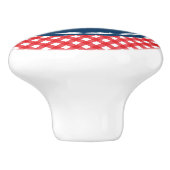 Stilvolle Picnic Red Gingham und Blue Monogram Keramikknauf (Seitenansicht)