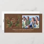 Stilvolle Pine Cone Wreath Fotokarte Feiertagskarte (Vorne/Hinten)