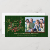 Stilvolle Pine Cone Wreath Fotokarte Feiertagskarte (Vorne/Hinten)