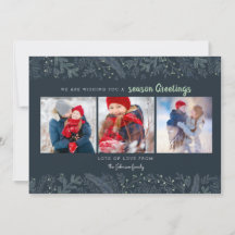 Stilvolle Pine Vines grün blau Jahreszeit Grüße