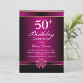 Stilvolle Pink 50. Geburtstagsparty Einladung (Stehend Vorderseite)