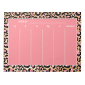 Stilvolle Pink Black Cheetah Leopard Weekly plant Notizblock (Vorderseite)