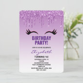 Stilvolle Pink & Black Eyelashes beim Drippen von  Einladung (Stehend Vorderseite)