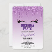 Stilvolle Pink & Black Eyelashes beim Drippen von  Einladung (Vorderseite)