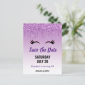 Stilvolle Pink & Black Eyelashes beim Drippen von Einladungspostkarte (Stehend Vorderseite)