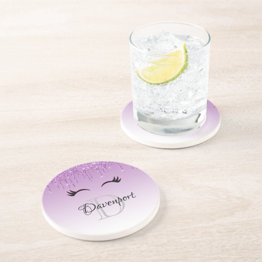 Stilvolle Pink & Black Eyelashes beim Drippen von Getränkeuntersetzer (Seite)