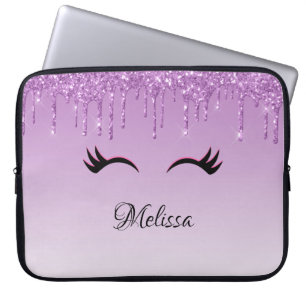 Stilvolle Pink & Black Eyelashes beim Drippen von Laptopschutzhülle
