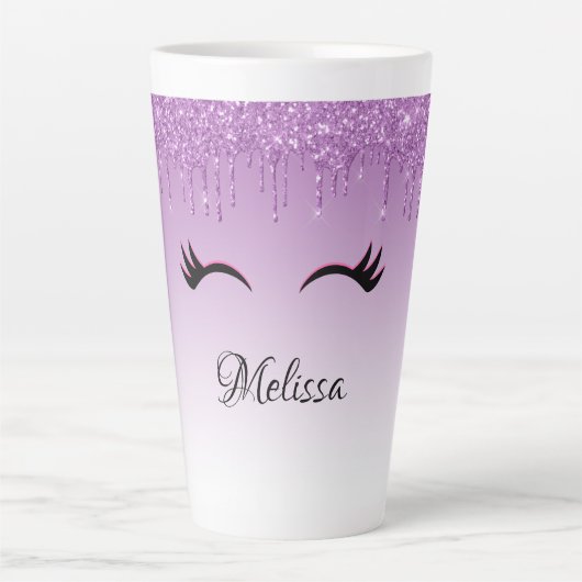 Stilvolle Pink & Black Eyelashes beim Drippen von  Milchtasse (Vorderseite)