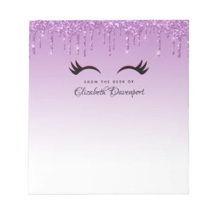 Stilvolle Pink & Black Eyelashes beim Drippen von  Notizblock