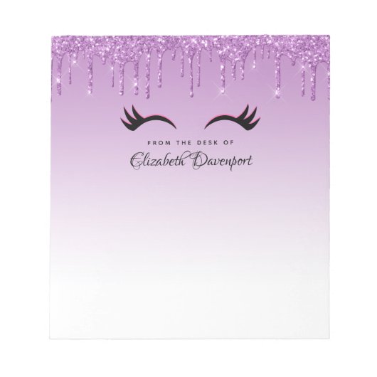 Stilvolle Pink & Black Eyelashes beim Drippen von  Notizblock (Vorderseite)