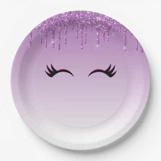 Stilvolle Pink & Black Eyelashes beim Drippen von  Pappteller (Vorderseite)