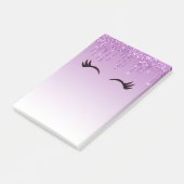Stilvolle Pink & Black Eyelashes beim Drippen von  Post-it Klebezettel (angewinkelt)